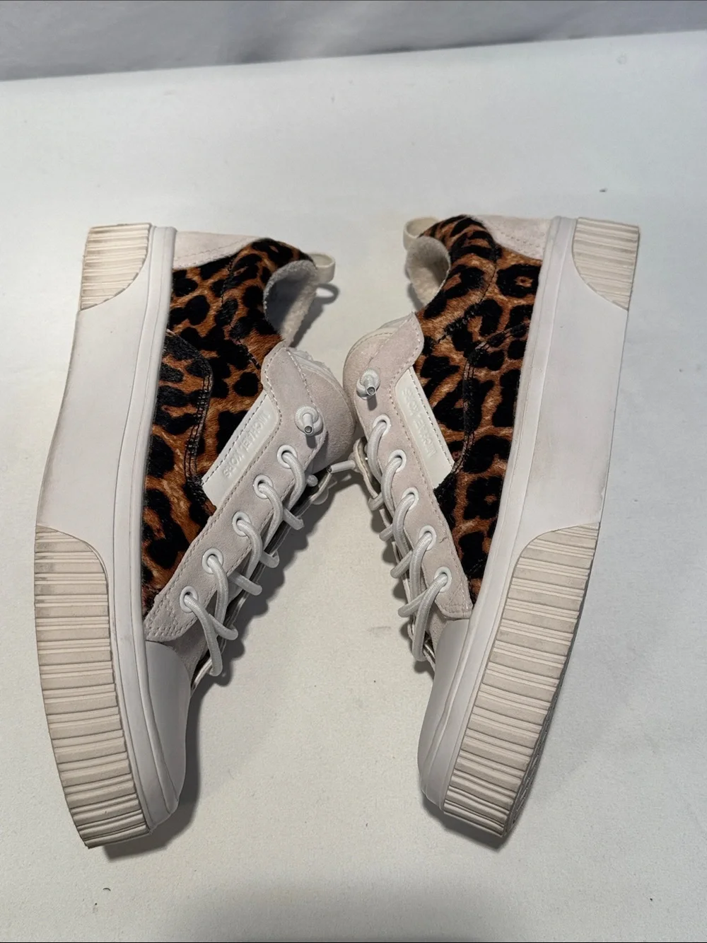 Michael Kors Beige and Leopard Print Low-Top Sneakers